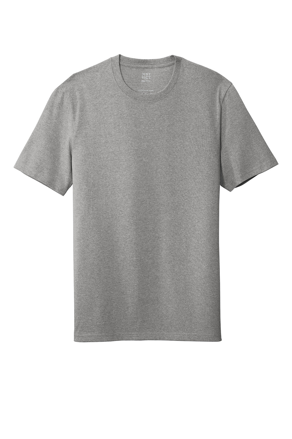 District DT8000 Mens Re-Tee Short Sleeve Crewneck T-Shirt Heather Light Grey Flat Front