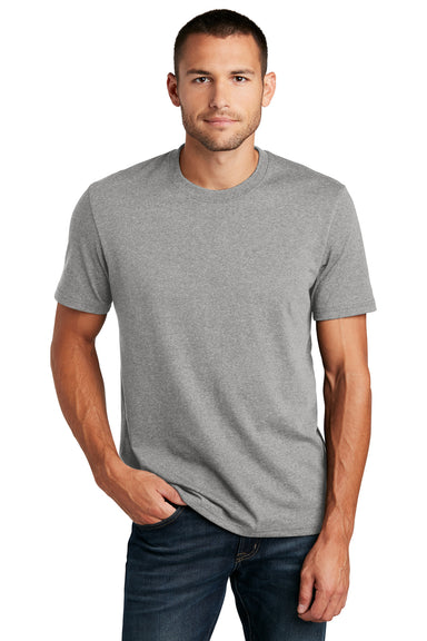 District DT8000 Mens Re-Tee Short Sleeve Crewneck T-Shirt Heather Light Grey Model Front