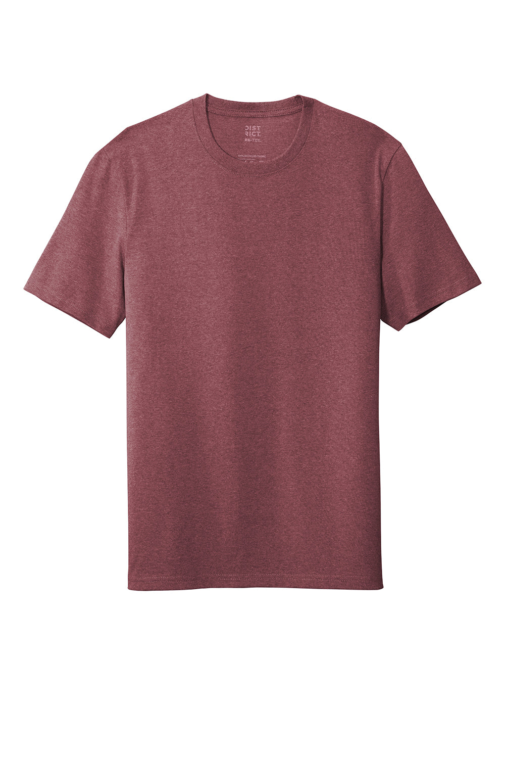 District DT8000 Mens Re-Tee Short Sleeve Crewneck T-Shirt Heather Maroon Flat Front