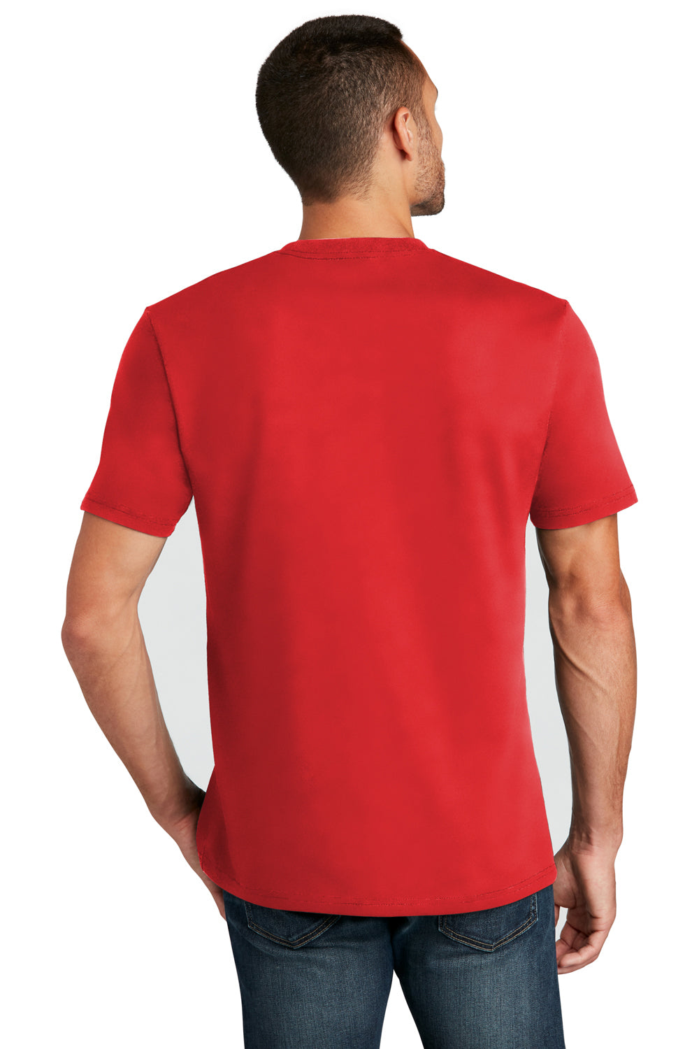 District DT8000 Mens Re-Tee Short Sleeve Crewneck T-Shirt Ruby Red Model Back