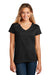 District DT8001 Womens Re-Tee Short Sleeve V-Neck T-Shirt Black Model Front