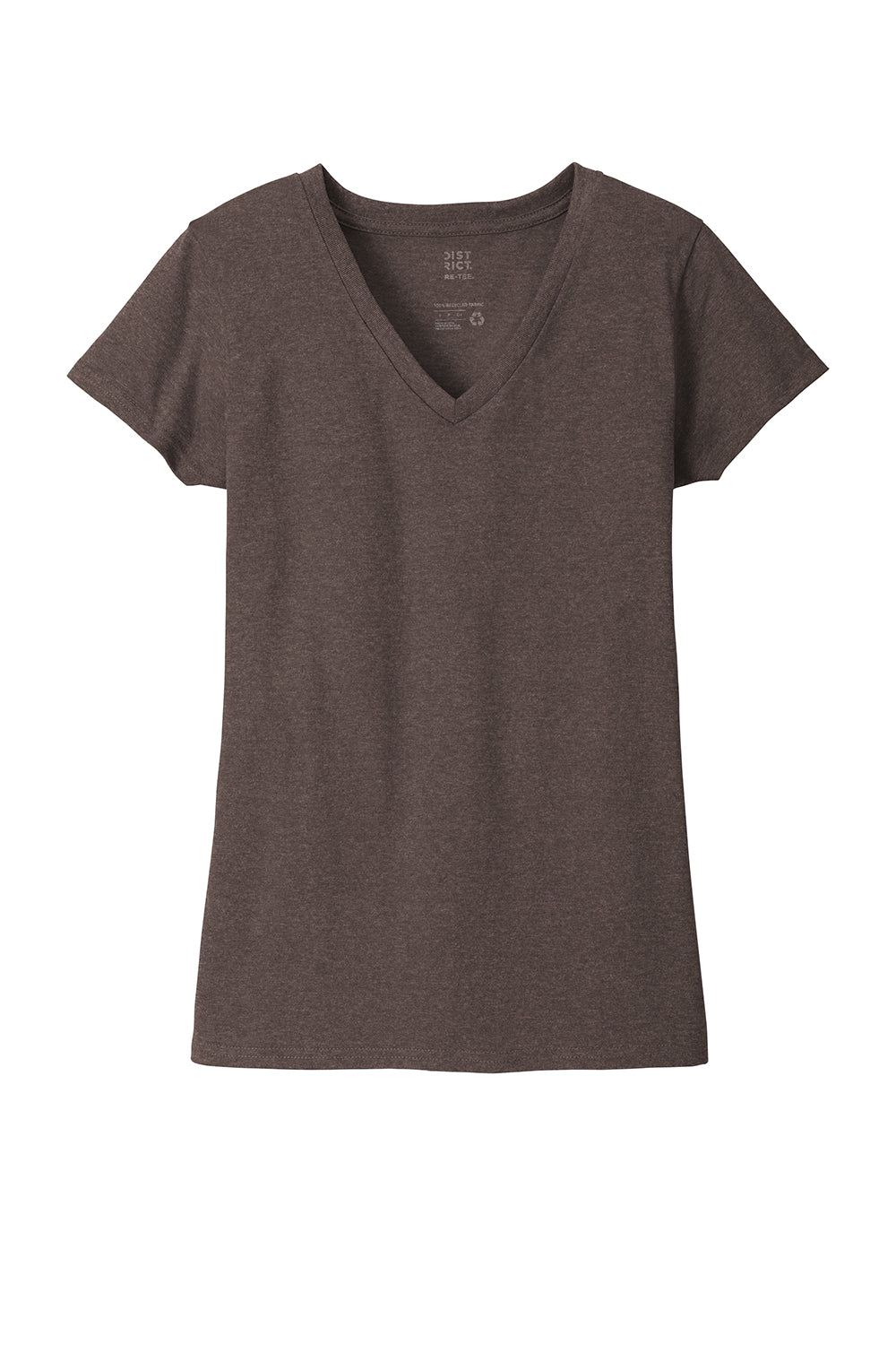 District DT8001 Womens Re-Tee Short Sleeve V-Neck T-Shirt Heather Deep Brown Flat Front