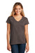 District DT8001 Womens Re-Tee Short Sleeve V-Neck T-Shirt Heather Deep Brown Model Front