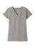 District DT8001 Womens Re-Tee Short Sleeve V-Neck T-Shirt Heather Light Grey Flat Front