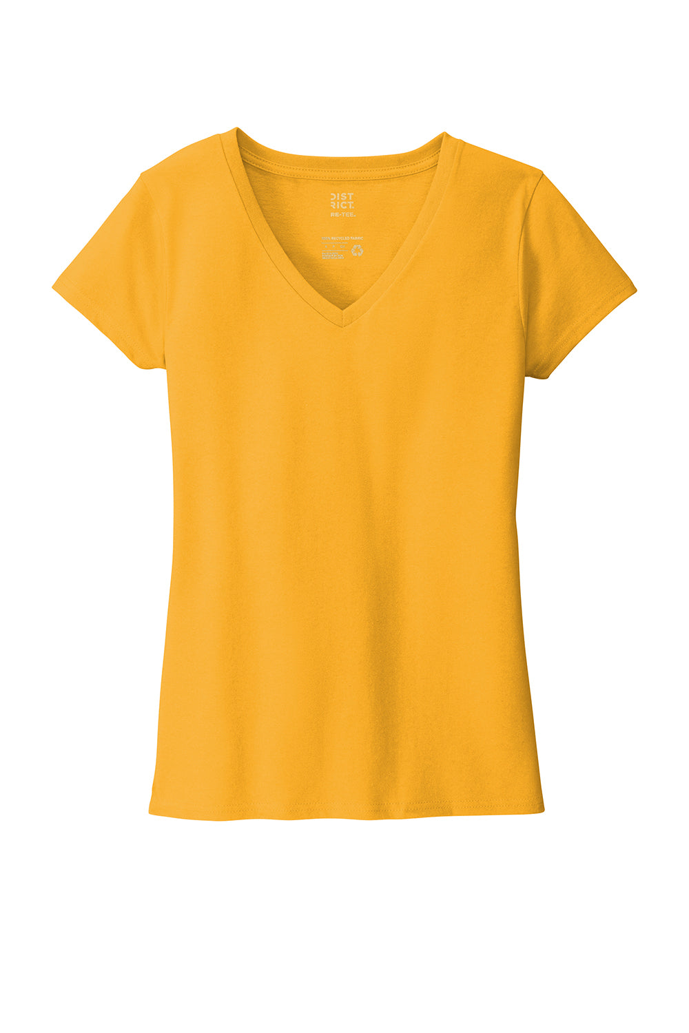 District DT8001 Womens Re-Tee Short Sleeve V-Neck T-Shirt Maize Yellow Flat Front