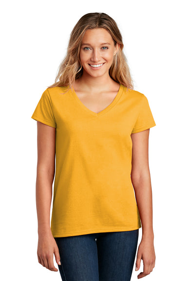 District DT8001 Womens Re-Tee Short Sleeve V-Neck T-Shirt Maize Yellow Model Front