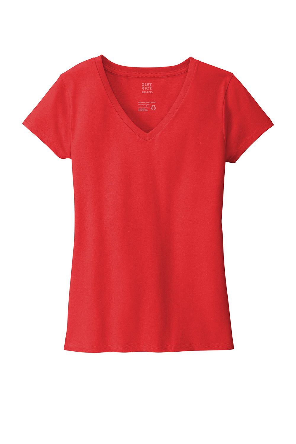 District DT8001 Womens Re-Tee Short Sleeve V-Neck T-Shirt Ruby Red Flat Front