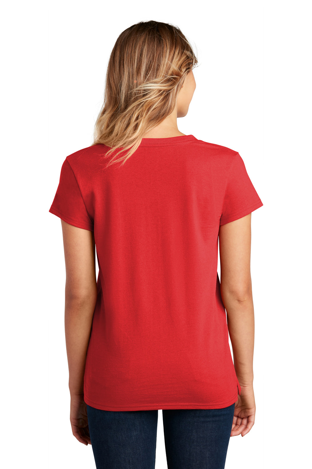 District DT8001 Womens Re-Tee Short Sleeve V-Neck T-Shirt Ruby Red Model Back