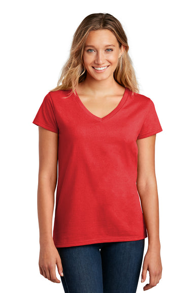 District DT8001 Womens Re-Tee Short Sleeve V-Neck T-Shirt Ruby Red Model Front