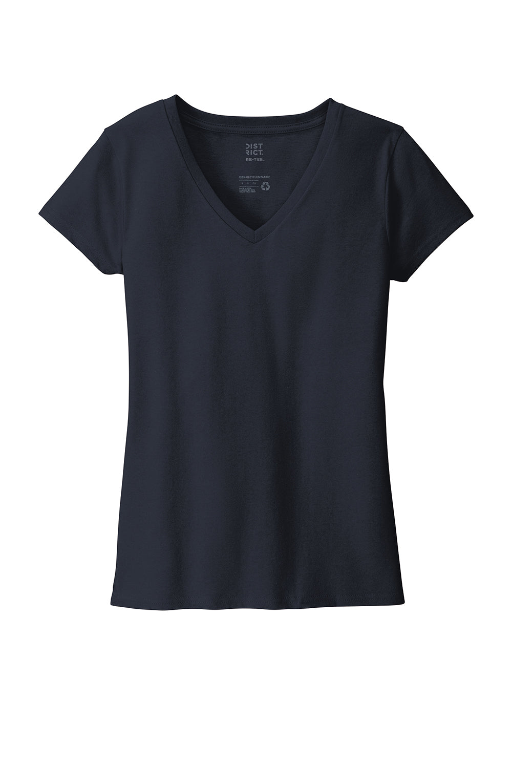 District DT8001 Womens Re-Tee Short Sleeve V-Neck T-Shirt True Navy Blue  Flat Front