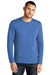 District DT8003 Mens Re-Tee Long Sleeve Crewneck T-Shirt Heather Blue Model Front