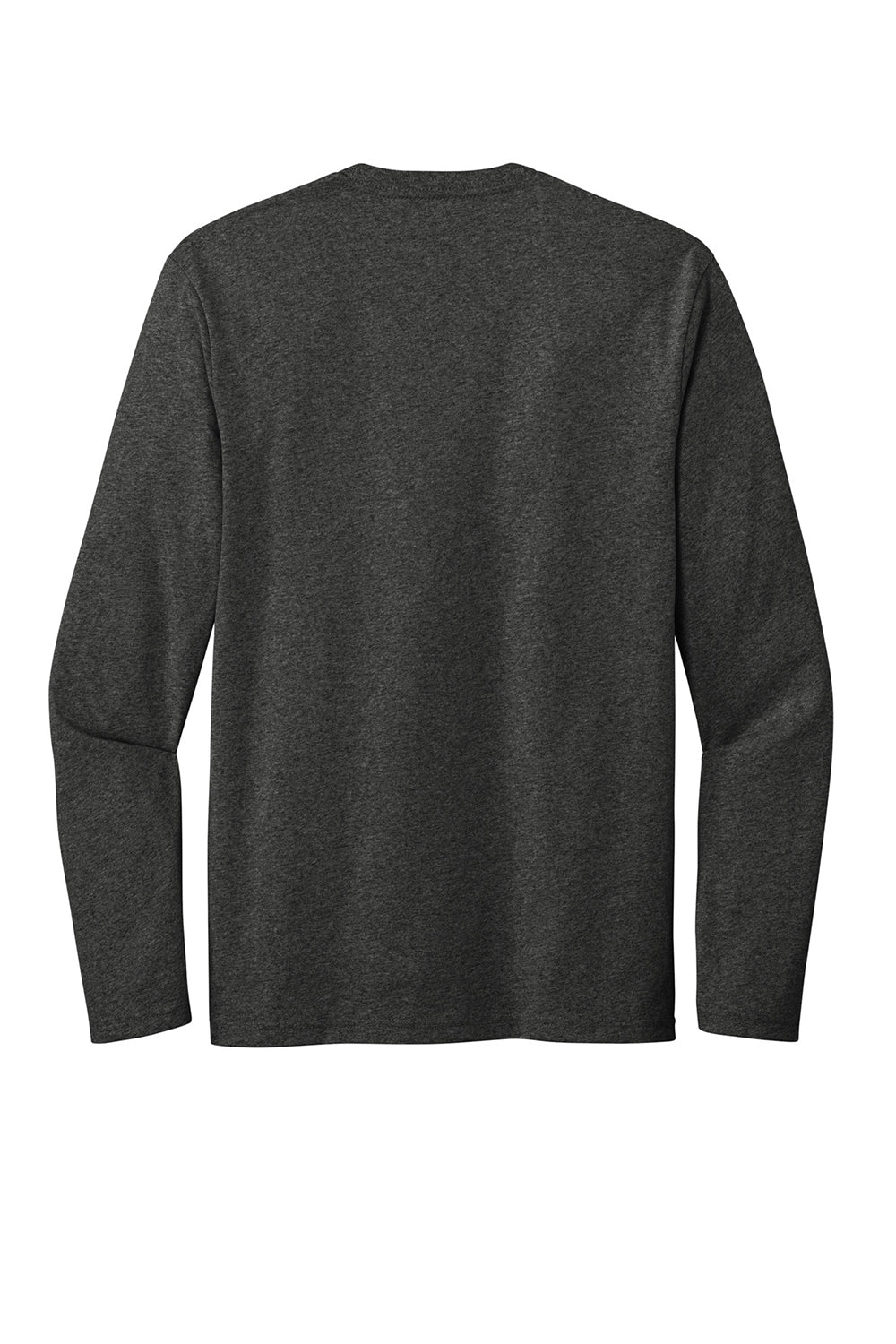 District DT8003 Mens Re-Tee Long Sleeve Crewneck T-Shirt Heather Charcoal Grey Flat Back