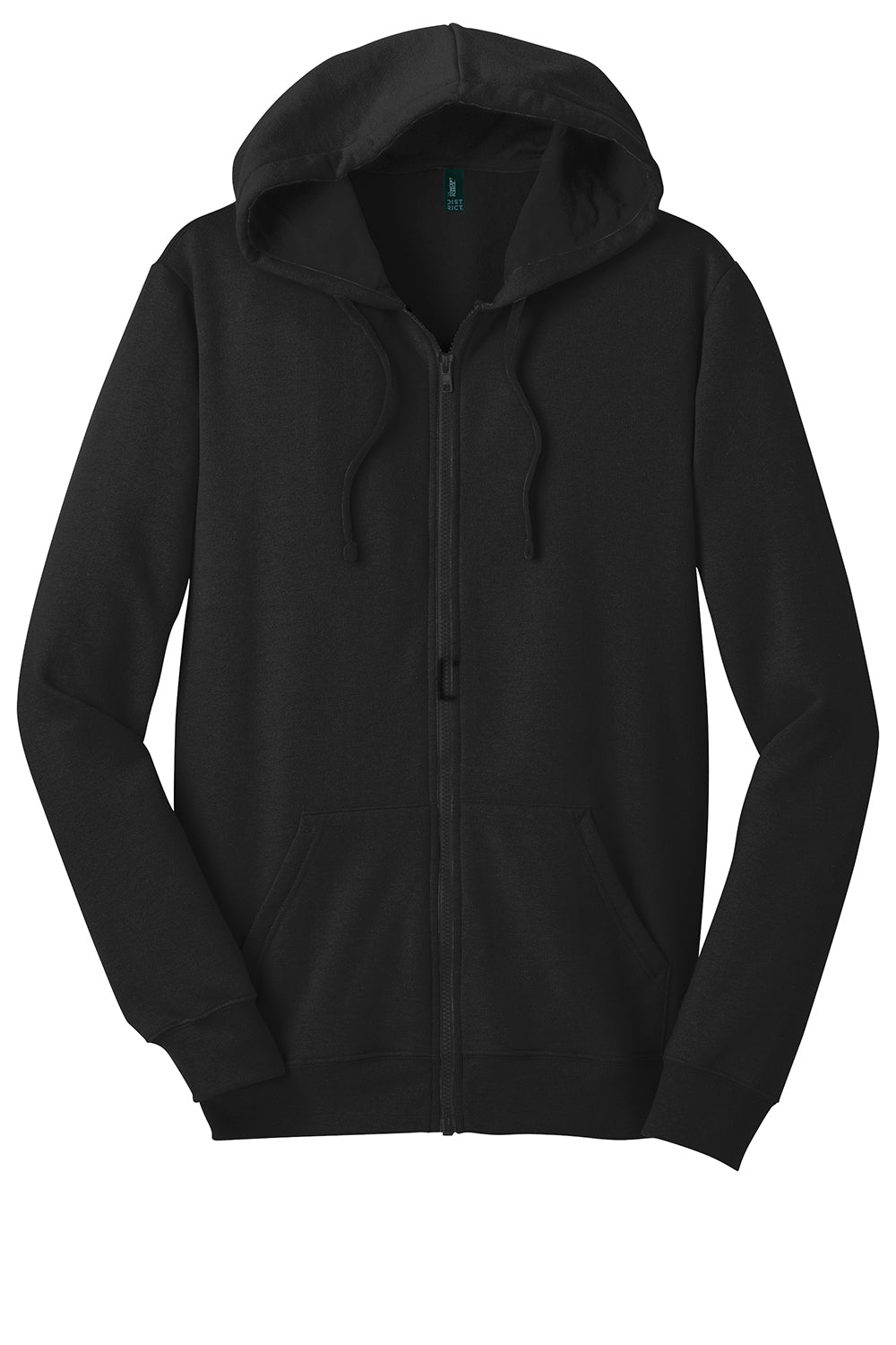 District DT800 Mens The Concert Fleece Full Zip Hooded Sweatshirt Hoodie Black Flat Front