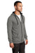 District DT800 Mens The Concert Fleece Full Zip Hooded Sweatshirt Hoodie Grey Model 3q