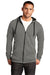 District DT800 Mens The Concert Fleece Full Zip Hooded Sweatshirt Hoodie Grey Model Front