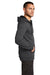 District DT800 Mens The Concert Fleece Full Zip Hooded Sweatshirt Hoodie Heather Charcoal Grey Model Side