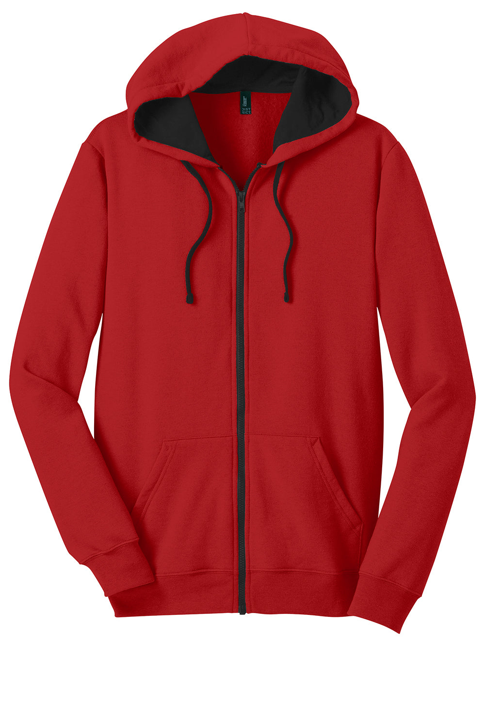 District DT800 Mens The Concert Fleece Full Zip Hooded Sweatshirt Hoodie New Red Flat Front