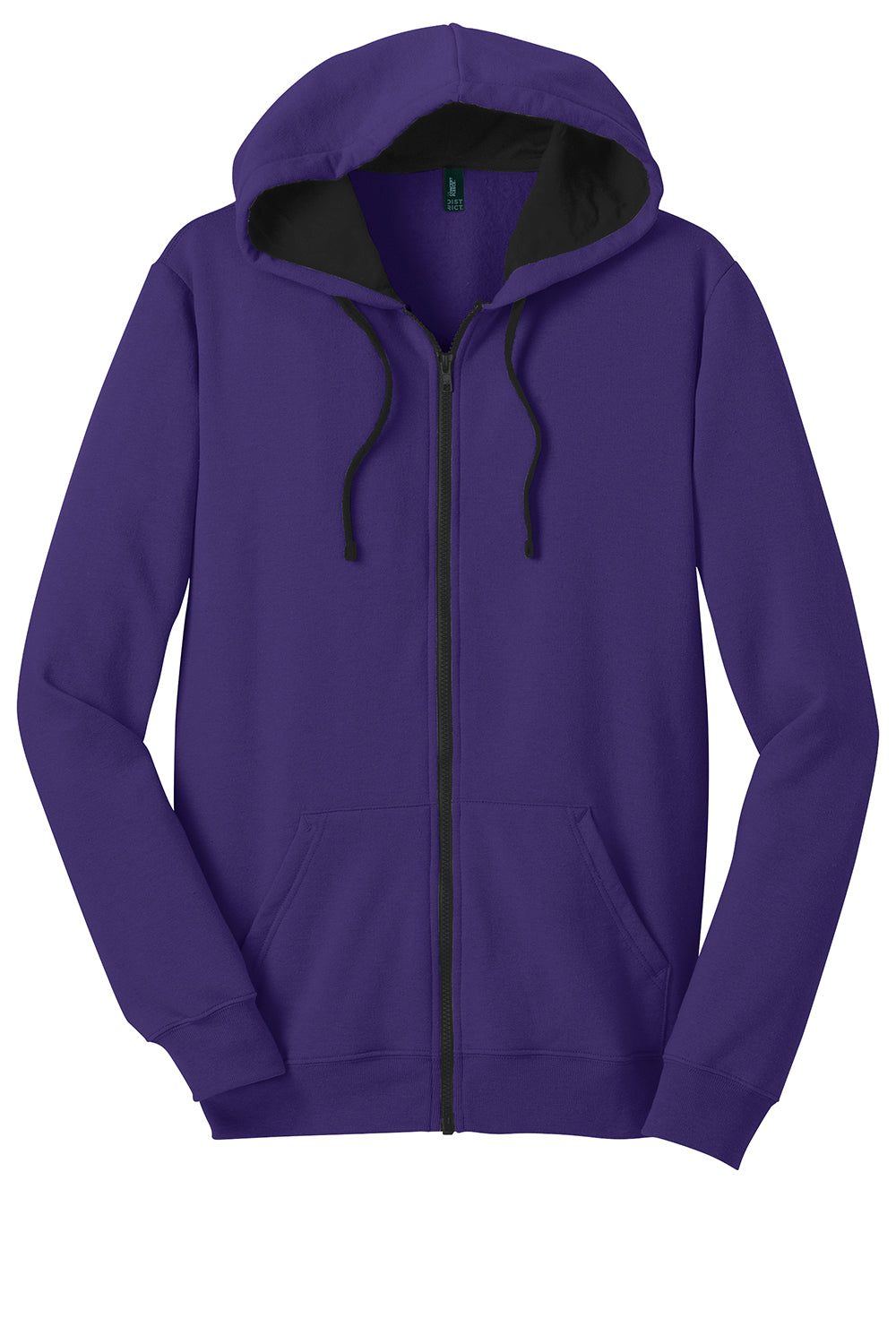 District DT800 Mens The Concert Fleece Full Zip Hooded Sweatshirt Hoodie Purple Flat Front