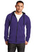 District DT800 Mens The Concert Fleece Full Zip Hooded Sweatshirt Hoodie Purple Model Front