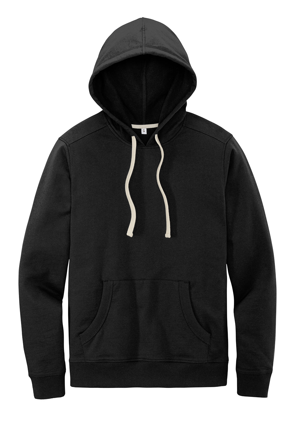 District DT8100 Mens Re-Fleece Hooded Sweatshirt Hoodie Black Flat Front