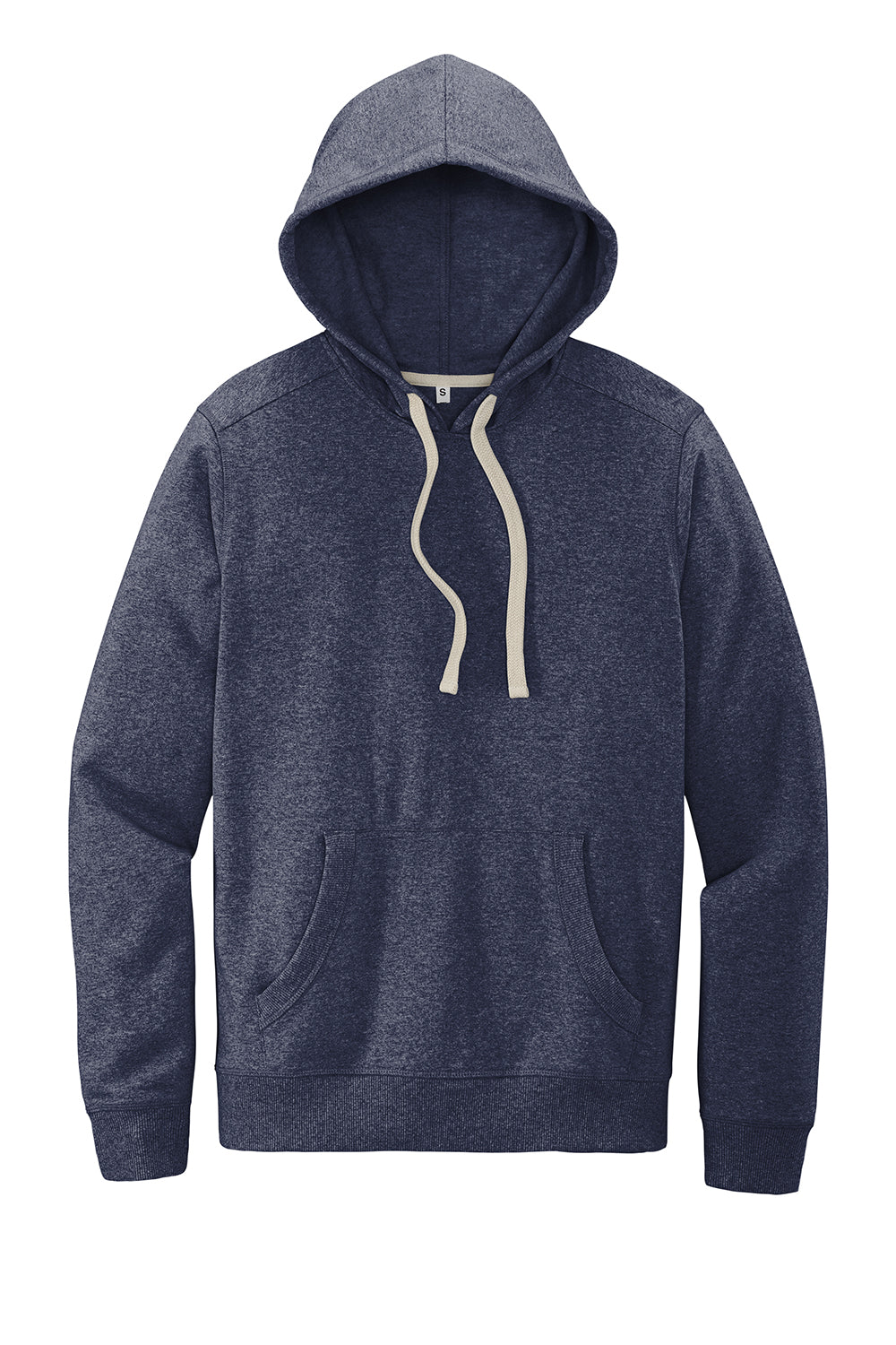 District DT8100 Mens Re-Fleece Hooded Sweatshirt Hoodie Heather Navy Blue Flat Front