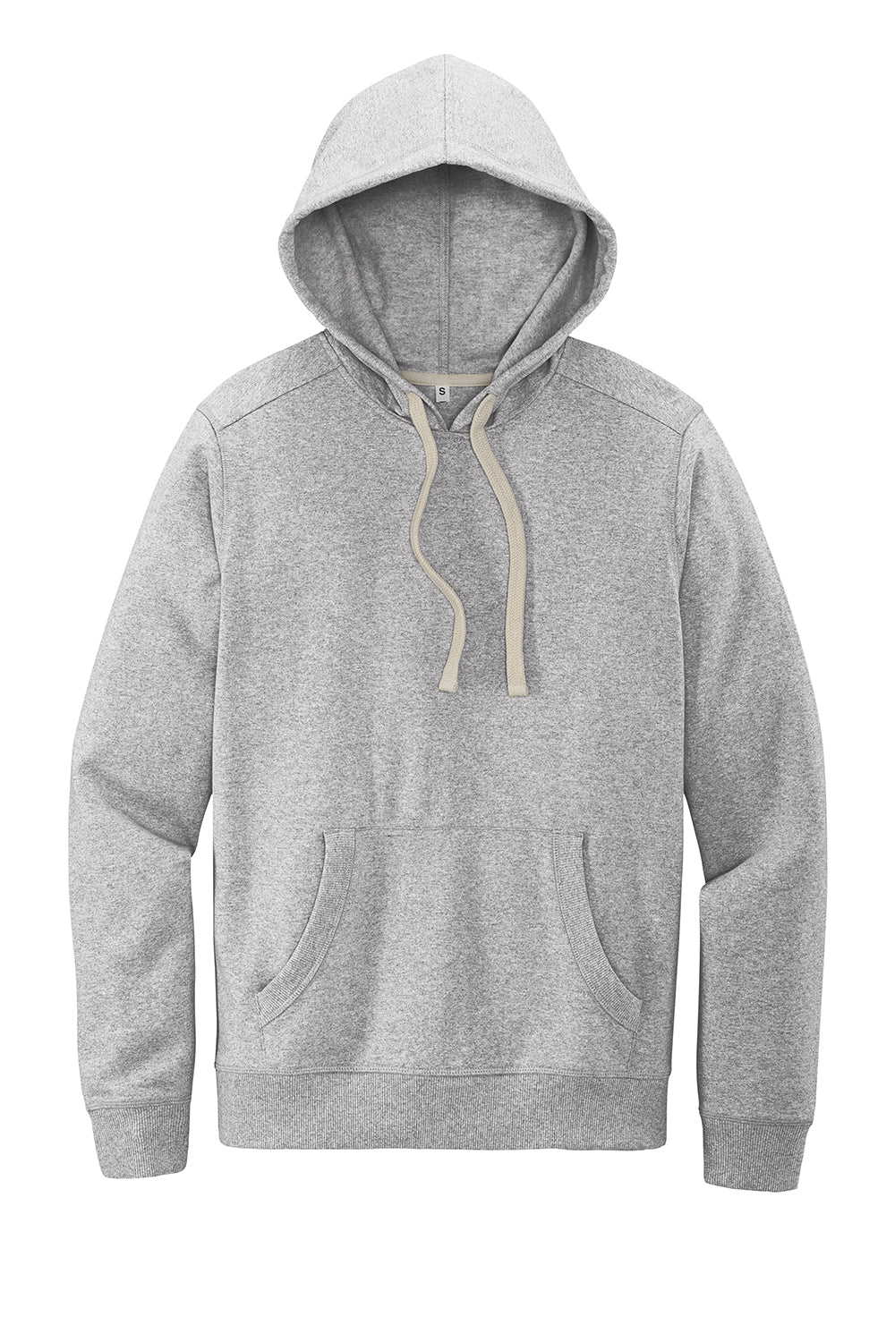 District DT8100 Mens Re-Fleece Hooded Sweatshirt Hoodie Heather Light Grey Flat Front