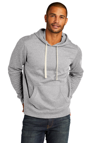 District DT8100 Mens Re-Fleece Hooded Sweatshirt Hoodie Heather Light Grey Model Front