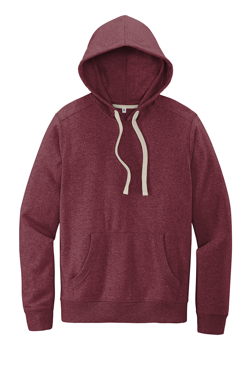 District DT8100 Mens Re-Fleece Hooded Sweatshirt Hoodie Heather Maroon Flat Front