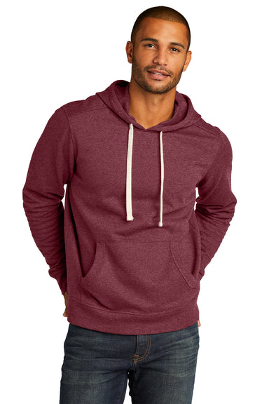 District DT8100 Mens Re-Fleece Hooded Sweatshirt Hoodie Heather Maroon Model Front