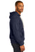 District DT8100 Mens Re-Fleece Hooded Sweatshirt Hoodie True Navy Blue Model Side