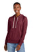 District DT8101 Womens Re-Fleece Hooded Sweatshirt Hoodie Heather Maroon Model Front