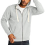 District Mens Re-Fleece Full Zip Hooded Sweatshirt Hoodie - Ash Grey - NEW