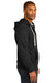 District DT8102 Mens Re-Fleece Full Zip Hooded Sweatshirt Hoodie Black Model Side