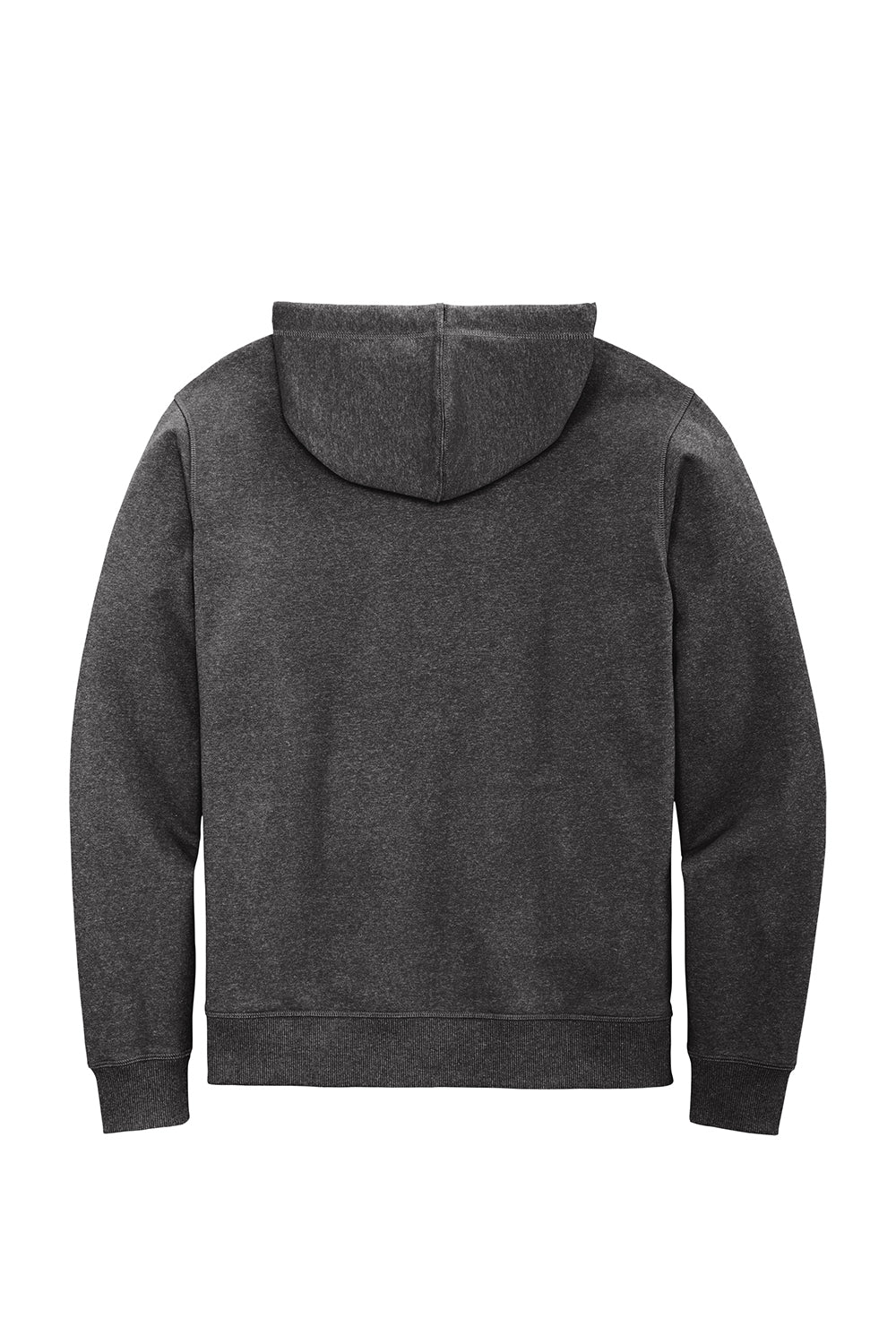 District DT8102 Mens Re-Fleece Full Zip Hooded Sweatshirt Hoodie Heather Charcoal Grey Flat Back