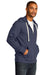 District DT8102 Mens Re-Fleece Full Zip Hooded Sweatshirt Hoodie Heather Navy Blue Model 3q