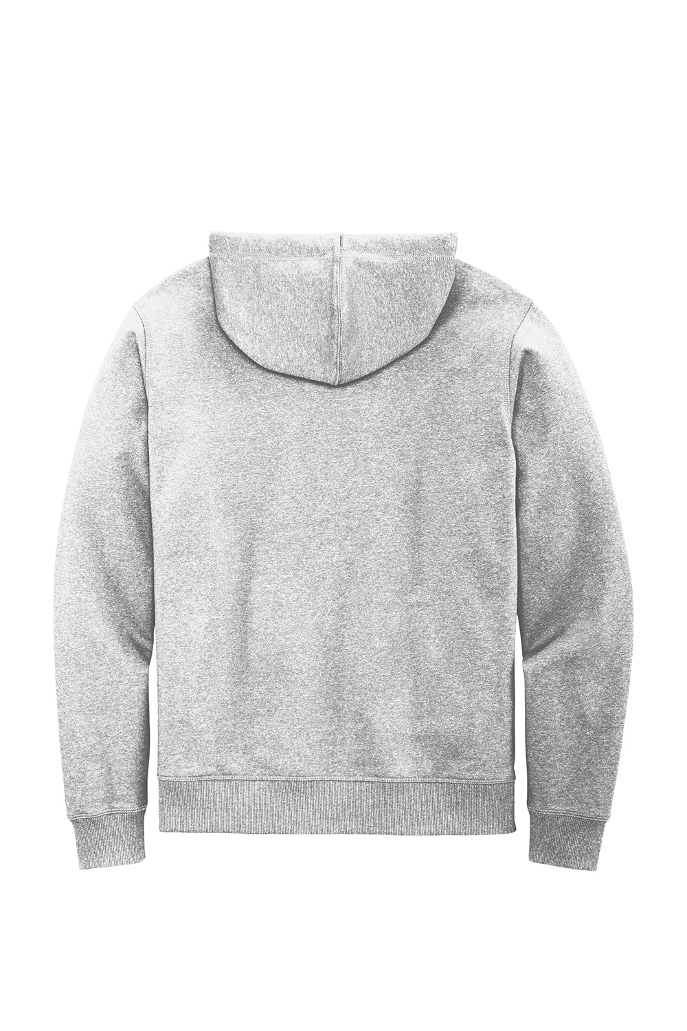 District DT8102 Mens Re-Fleece Full Zip Hooded Sweatshirt Hoodie Heather Light Grey Flat Back