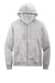 District DT8102 Mens Re-Fleece Full Zip Hooded Sweatshirt Hoodie Heather Light Grey Flat Front