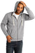 District DT8102 Mens Re-Fleece Full Zip Hooded Sweatshirt Hoodie Heather Light Grey Model Front