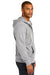 District DT8102 Mens Re-Fleece Full Zip Hooded Sweatshirt Hoodie Heather Light Grey Model Side