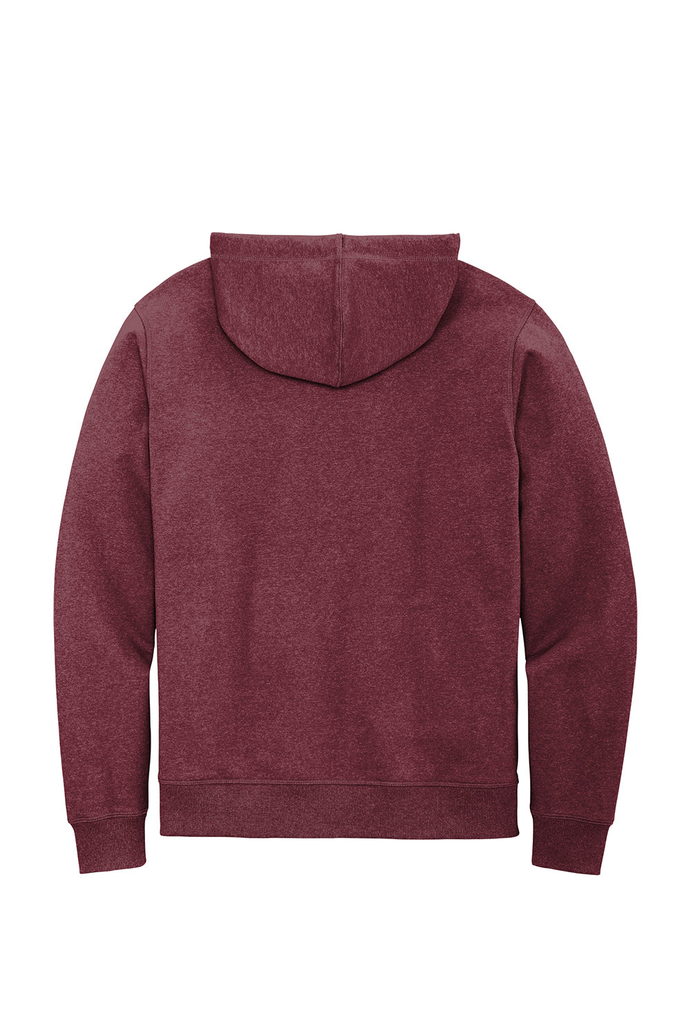 District DT8102 Mens Re-Fleece Full Zip Hooded Sweatshirt Hoodie Heather Maroon Flat Back