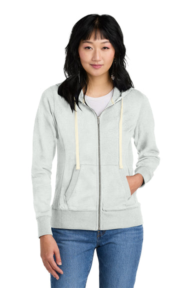 District DT8103 Womens Re-Fleece Full Zip Hooded Sweatshirt Hoodie Ash Grey Model Front