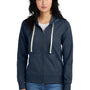 District Womens Re-Fleece Full Zip Hooded Sweatshirt Hoodie - Heather Navy Blue