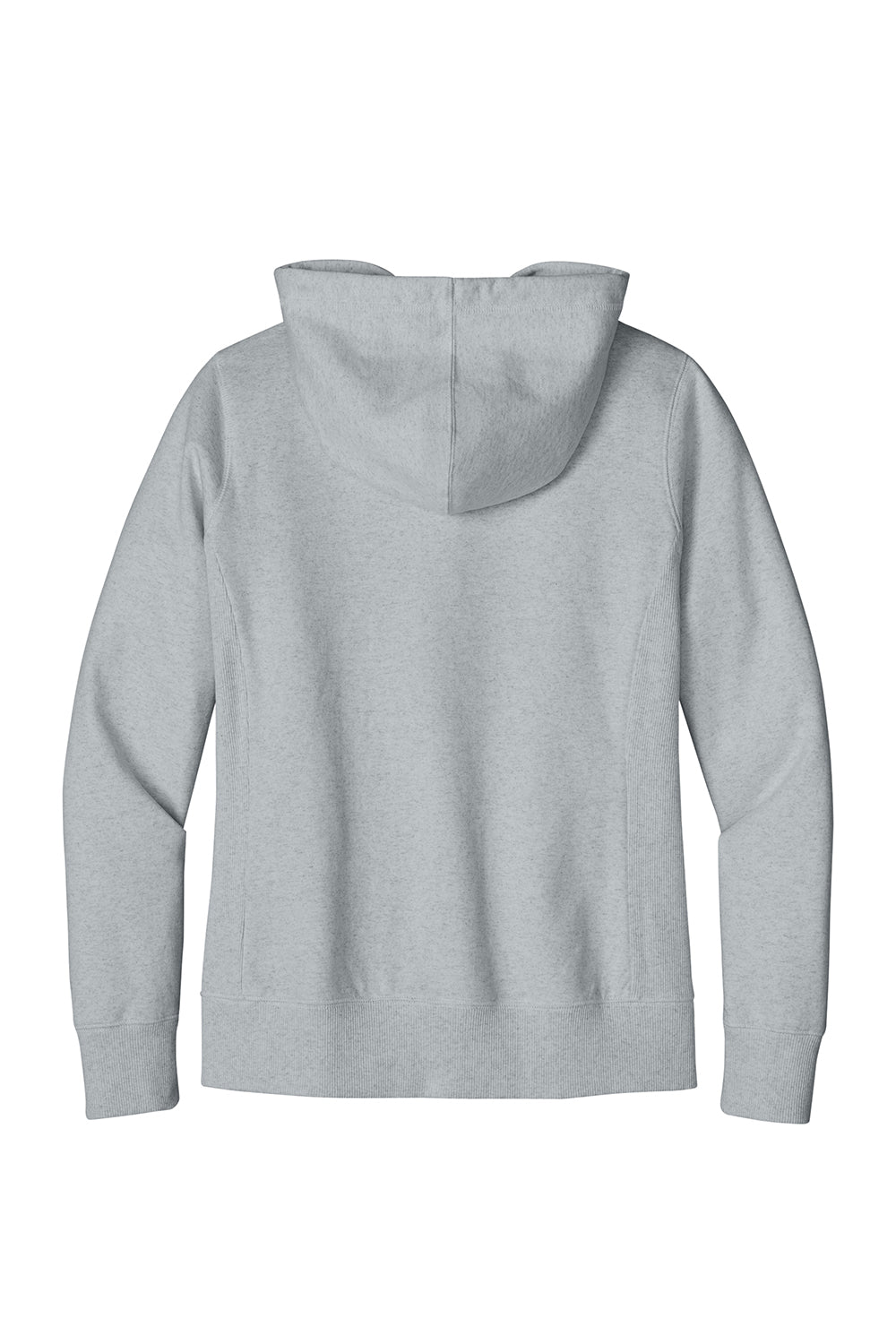 District DT8103 Womens Re-Fleece Full Zip Hooded Sweatshirt Hoodie Heather Light Grey Flat Back