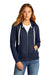 District DT8103 Womens Re-Fleece Full Zip Hooded Sweatshirt Hoodie True Navy Blue Model Front