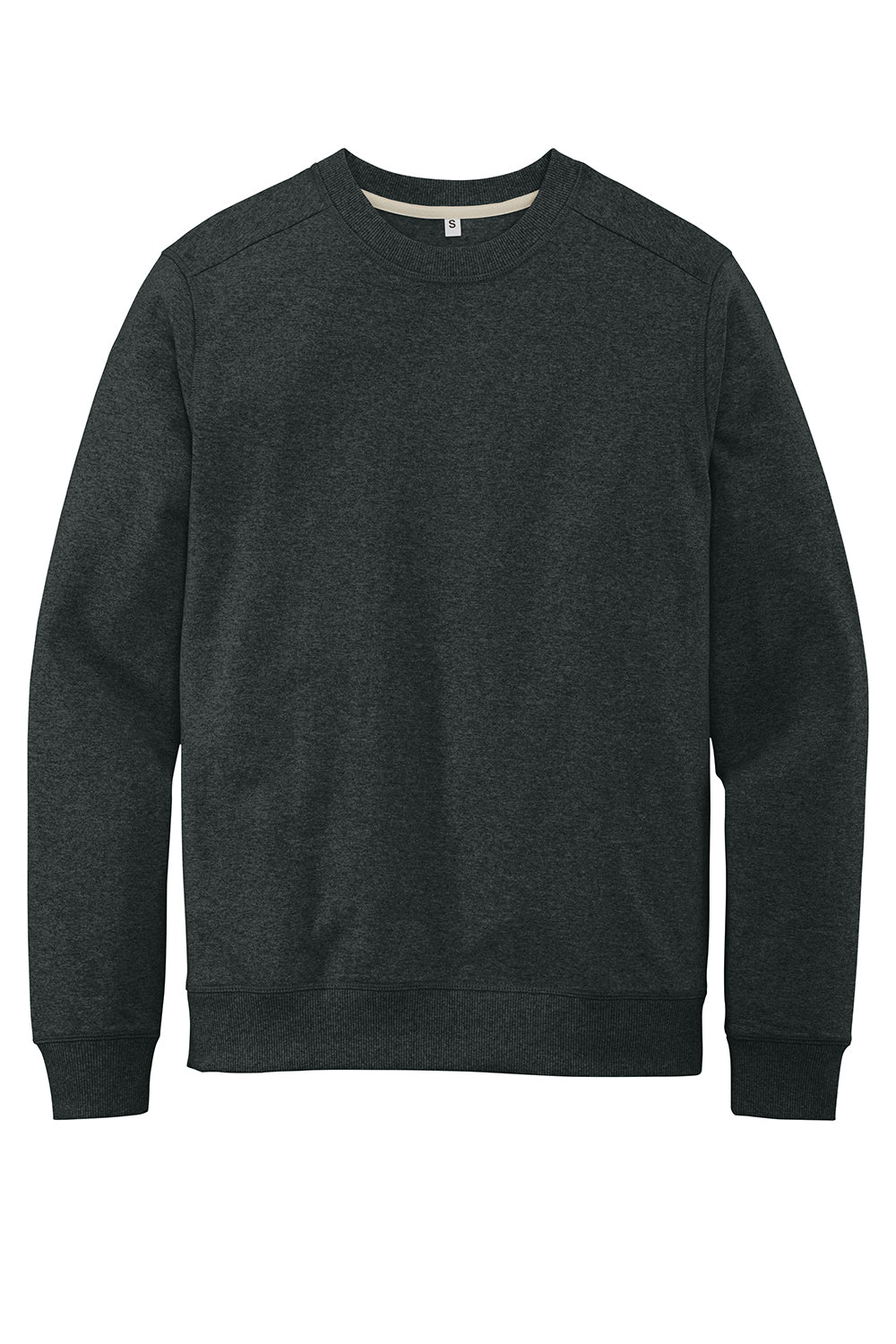 District DT8104 Mens Re-Fleece Crewneck Sweatshirt Heather Charcoal Grey Flat Front