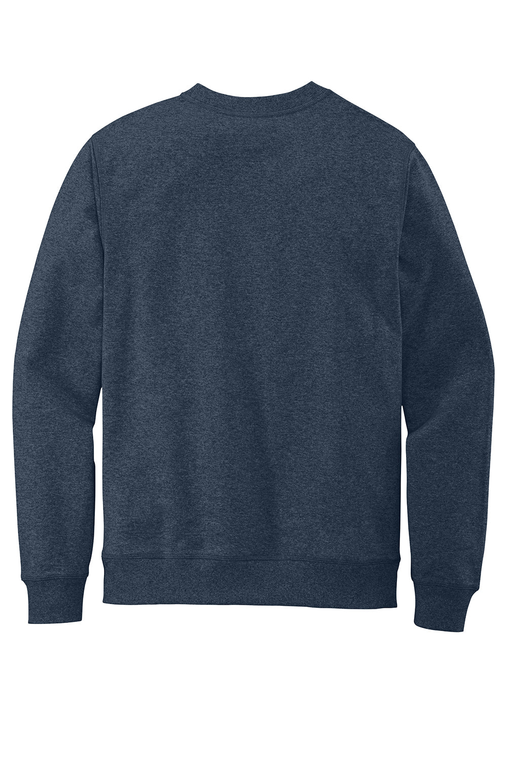 District DT8104 Mens Re-Fleece Crewneck Sweatshirt Heather Navy Blue Flat Back