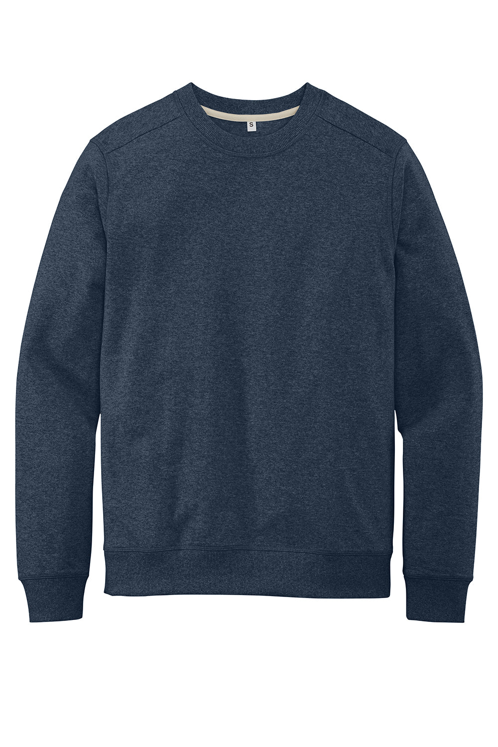 District DT8104 Mens Re-Fleece Crewneck Sweatshirt Heather Navy Blue Flat Front