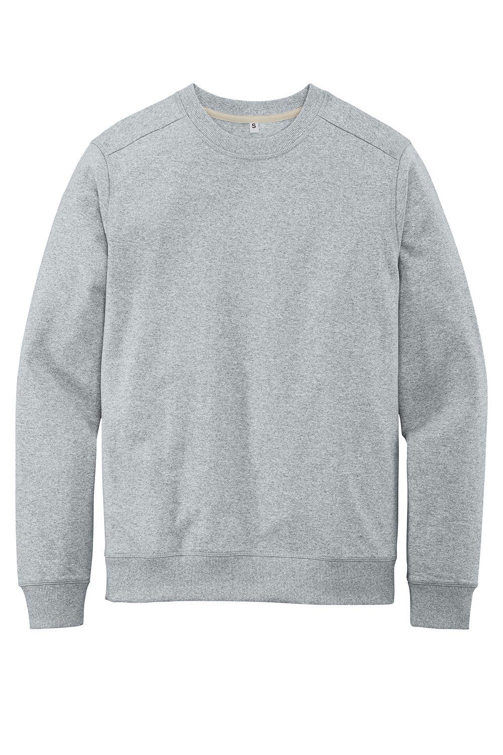 District DT8104 Mens Re-Fleece Crewneck Sweatshirt Heather Light Grey Flat Front