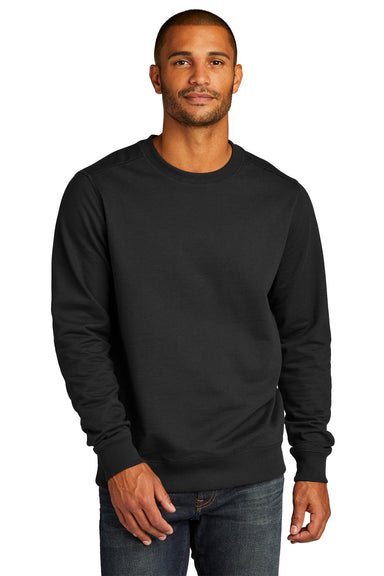 District DT8104 Mens Re-Fleece Crewneck Sweatshirt Black Model Front