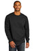 District DT8104 Mens Re-Fleece Crewneck Sweatshirt Black Model Front